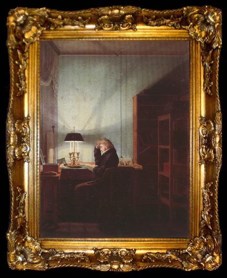 framed  Georg Friedrich Kersting Man Reading by Lamplight (mk22), ta009-2